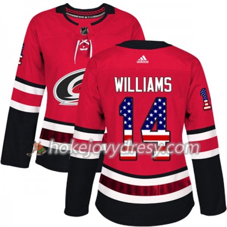 Dámské Hokejový Dres Carolina Hurricanes Justin Williams 14 2017-2018 USA Flag Fashion Černá Adidas Authentic
